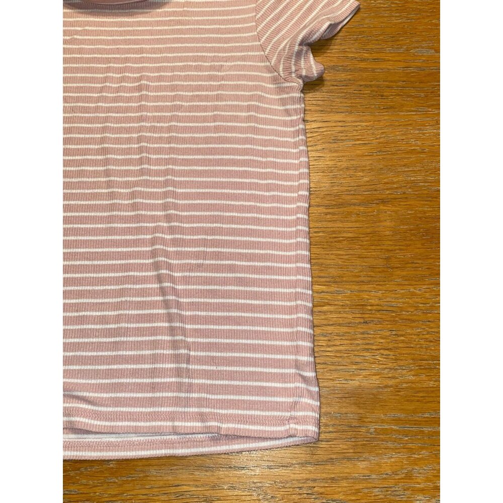Striped Ribbed T-Shirt For Women In Pink & White - Picture 3 of 3